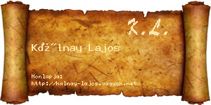 Kálnay Lajos névjegykártya